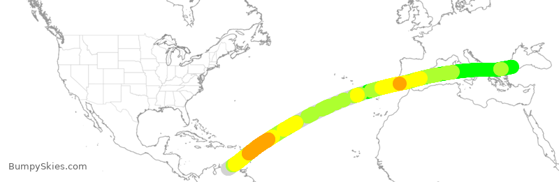 Turbulence forecast map for THY224, CCS to IST