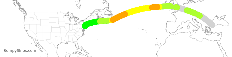 Turbulence forecast map for THY29, IST to EWR