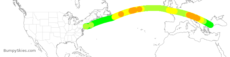 Turbulence forecast map for THY2, JFK to IST
