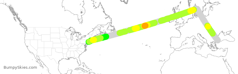 Turbulence forecast map for THY3, TFM to JFK
