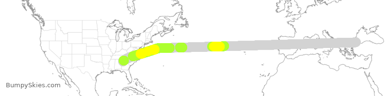 Turbulence forecast map for THY47, IST to ATL