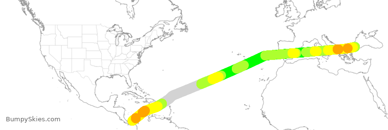 Turbulence forecast map for THY4904, PTY to IST