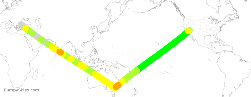 Turbulence forecast map for THY4937, IST to LAX