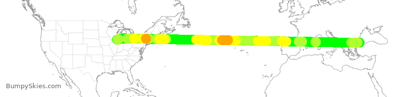 Turbulence forecast map for THY5, TFM to ORD