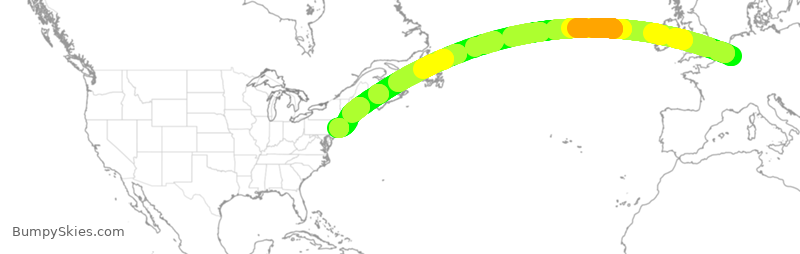Turbulence forecast map for THY6013, LGG to JFK