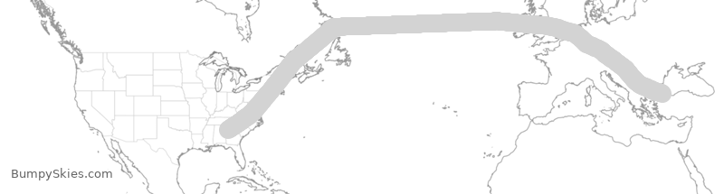 Turbulence forecast map for THY6016, ATL to TFM