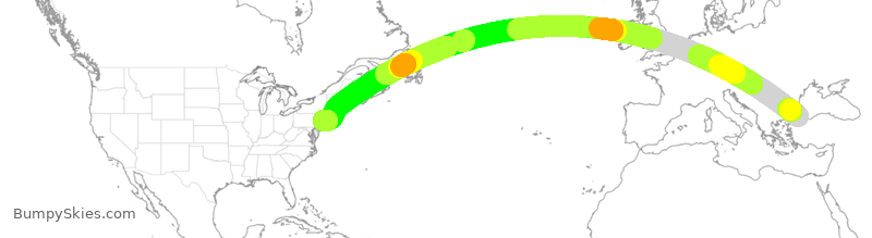 Turbulence forecast map for THY6017, IST to JFK