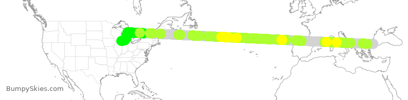 Turbulence forecast map for THY6023, IST to ORD