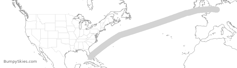 Turbulence forecast map for THY6024, MIA to HBK