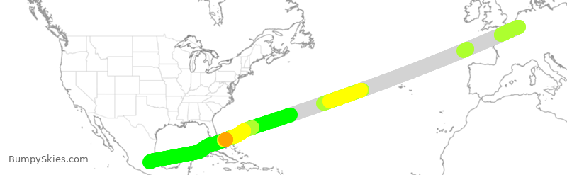 Turbulence forecast map for THY6033, LGG to MMSM