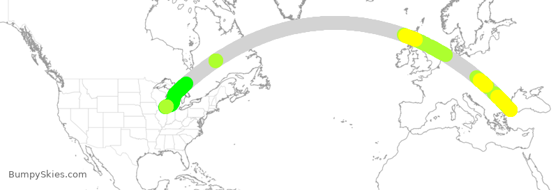 Turbulence forecast map for THY6037, IST to ORD