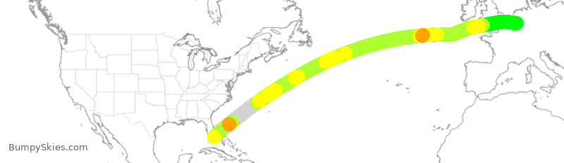 Turbulence forecast map for THY6038, MIA to MST