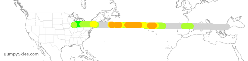 Turbulence forecast map for THY6039, IST to ORD