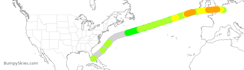 Turbulence forecast map for THY6040, MIA to MST