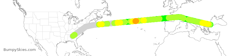 Turbulence forecast map for THY6045, ATL to IST