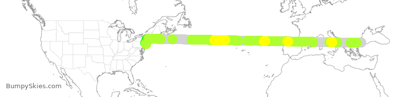 Turbulence forecast map for THY6059, IST to JFK