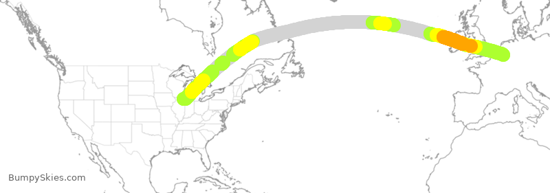 Turbulence forecast map for THY6605, ORD to MST