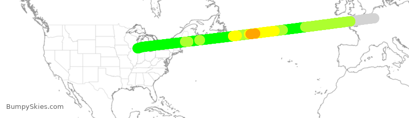 Turbulence forecast map for THY6616, LGG to ORD