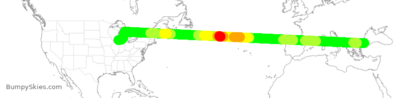 Turbulence forecast map for THY6626, IST to ORD