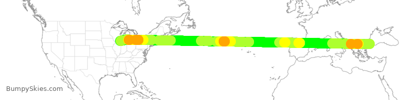 Turbulence forecast map for THY6676, IST to ORD
