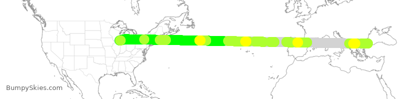 Turbulence forecast map for THY67, IST to ORD
