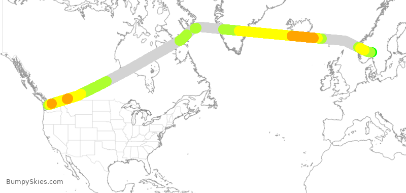 Turbulence forecast map for THY6830, BFI to NGM