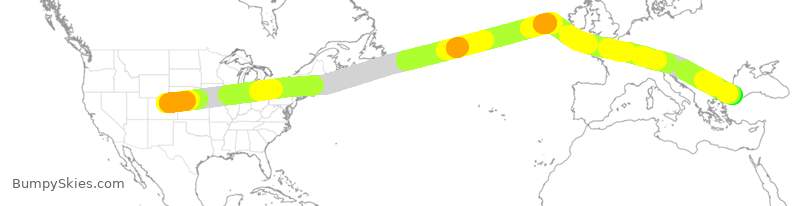 Turbulence forecast map for THY6883, DEN to IST