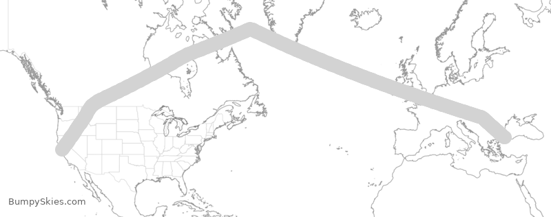 Turbulence forecast map for THY6888, SFO to TFM