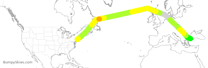 Turbulence forecast map for THY6898, JFK to TFM