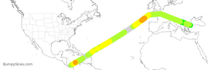 Turbulence forecast map for THY6900, PTY to IST
