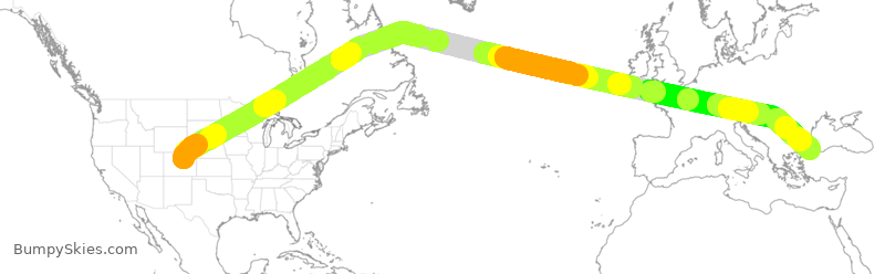 Turbulence forecast map for THY6902, DEN to IST