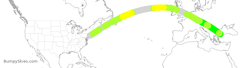 Turbulence forecast map for THY6922, JFK to IST