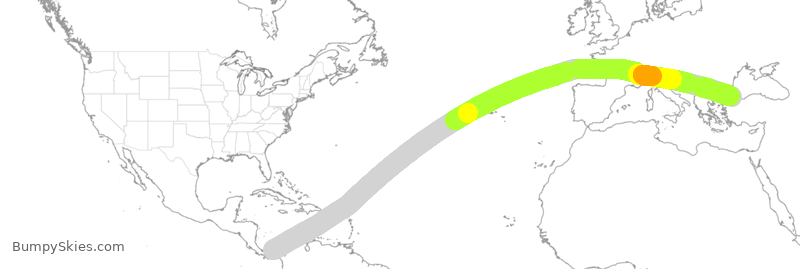 Turbulence forecast map for THY6925, PTY to IST
