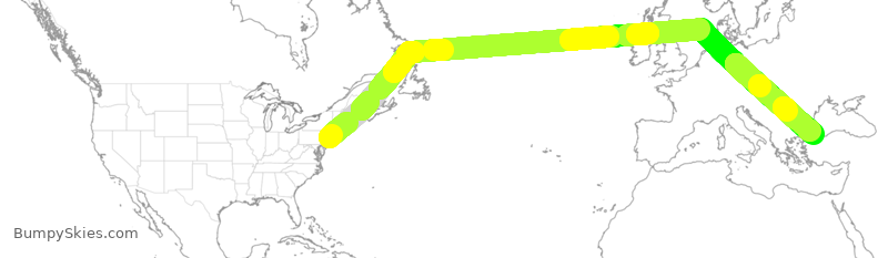 Turbulence forecast map for THY6930, JFK to TFM