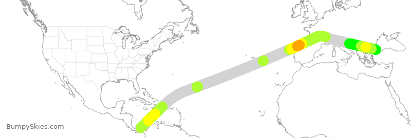 Turbulence forecast map for THY6935, PTY to IST