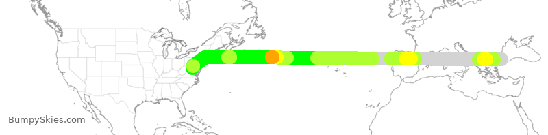 Turbulence forecast map for THY69, IST to IAD