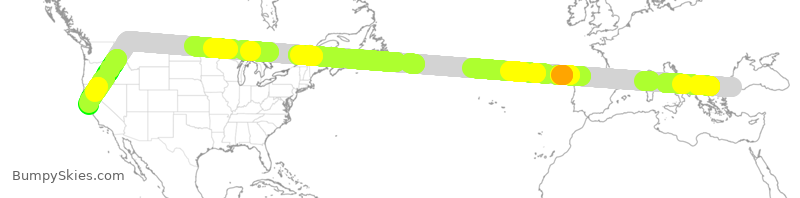 Turbulence forecast map for THY79, IST to SFO