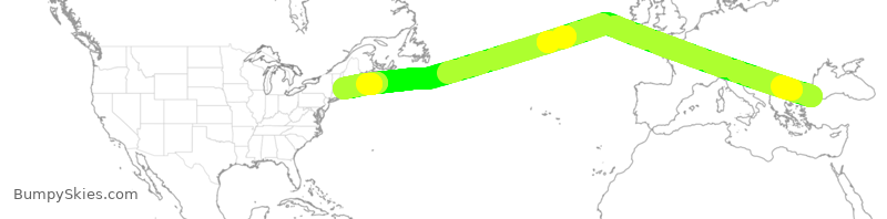 Turbulence forecast map for THY81, IST to BOS