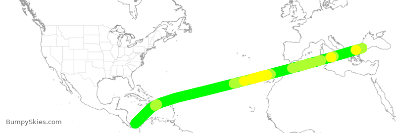 Turbulence forecast map for THY903, IST to PTY