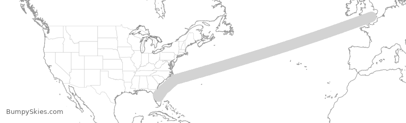Turbulence forecast map for TOM016, GKK to MLB