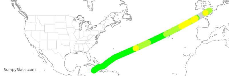 Turbulence forecast map for TOM036, LGW to MBJ