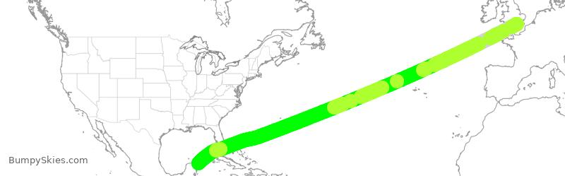 Turbulence forecast map for TOM048, LGW to CUN