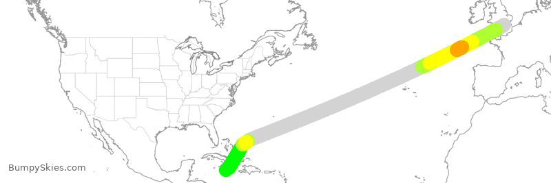 Turbulence forecast map for TOM052, LGW to MBJ