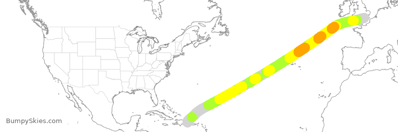 Turbulence forecast map for TOM057, PUJ to LGW