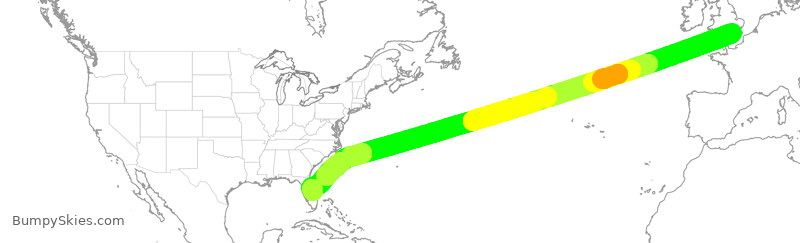 Turbulence forecast map for TOM070, GKK to MLB