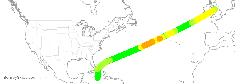 Turbulence forecast map for TOM138, GCC to KJS