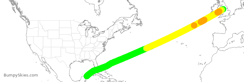 Turbulence forecast map for TOM154, GCC to MUN