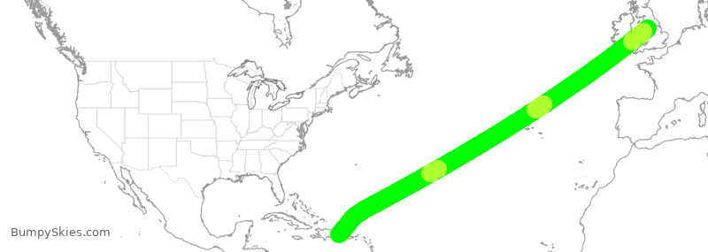 Turbulence forecast map for TOM156, MAN to PUJ