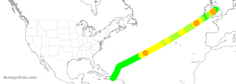 Turbulence forecast map for TOM168, GCC to DPC