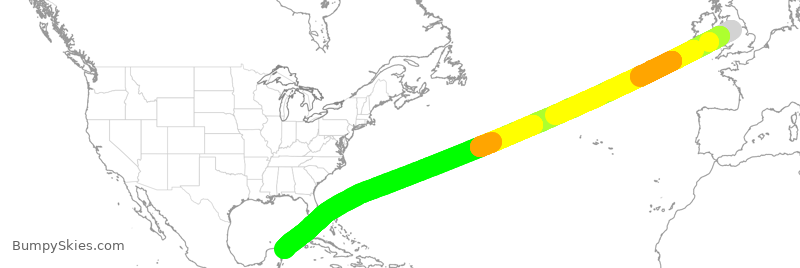Turbulence forecast map for TOM182, GCC to MUN